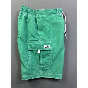 US Apparel Men's Green Cargo Board Shorts Swim Trunks Floral Mesh Lined Large